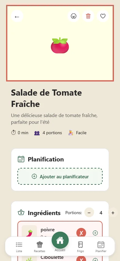 Détail d'une recette