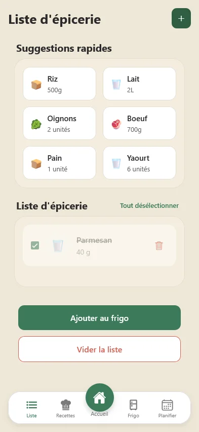 Liste d'épicerie